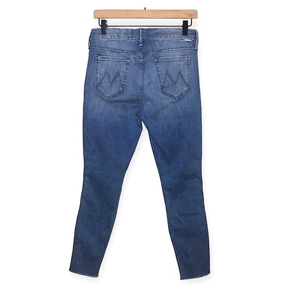 Mother Looker Ankle Fray Jeans in Light Wash Side Stripe Blue Pink Size 29 - Picture 5 of 11